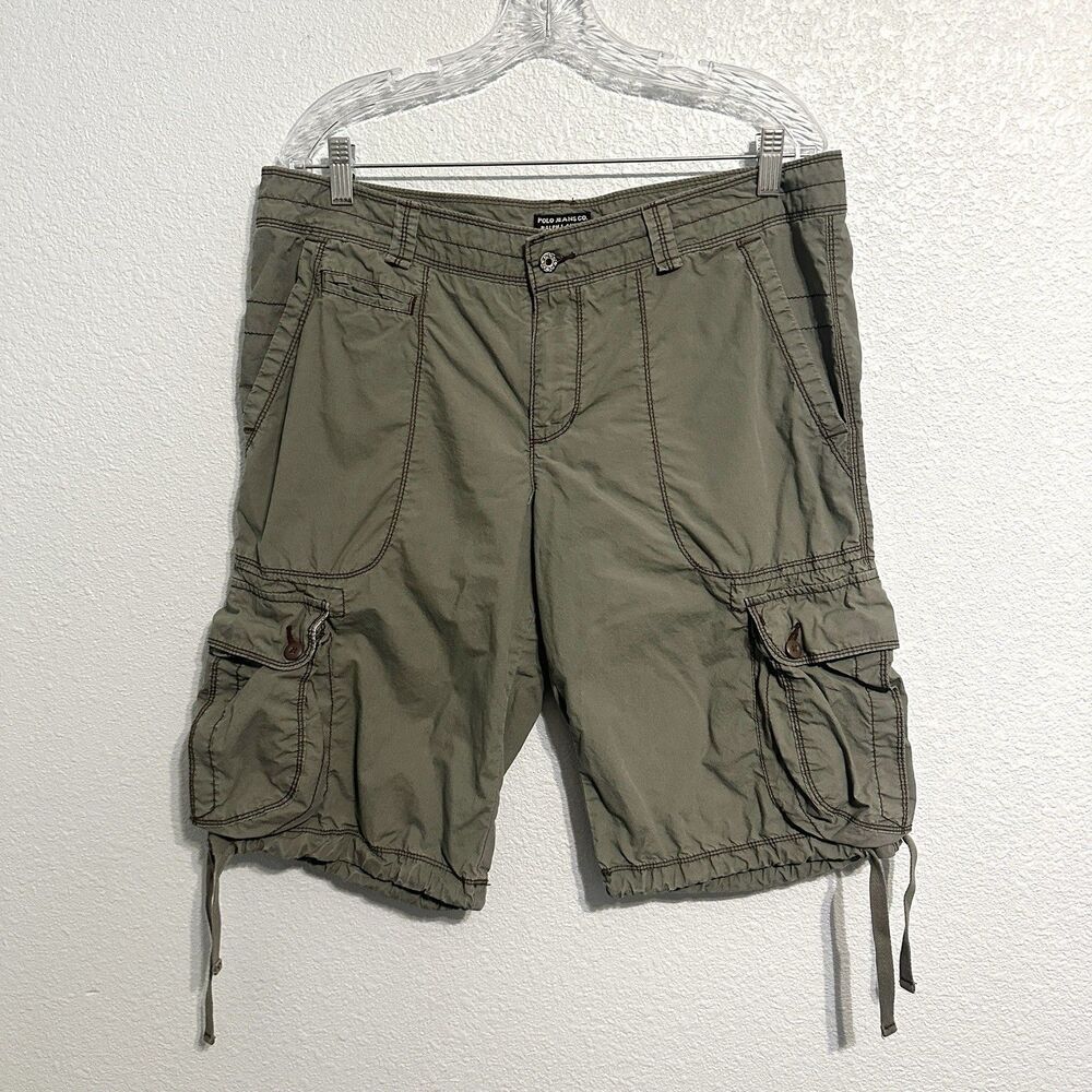 Polo Jeans Co Ralph Lauren Floral Lined Green Cargo Bermuda Shorts Womens 14